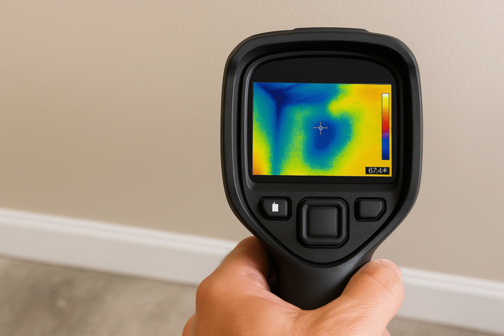 thermal_image Thermal image displaying hidden moisture in a home wall.