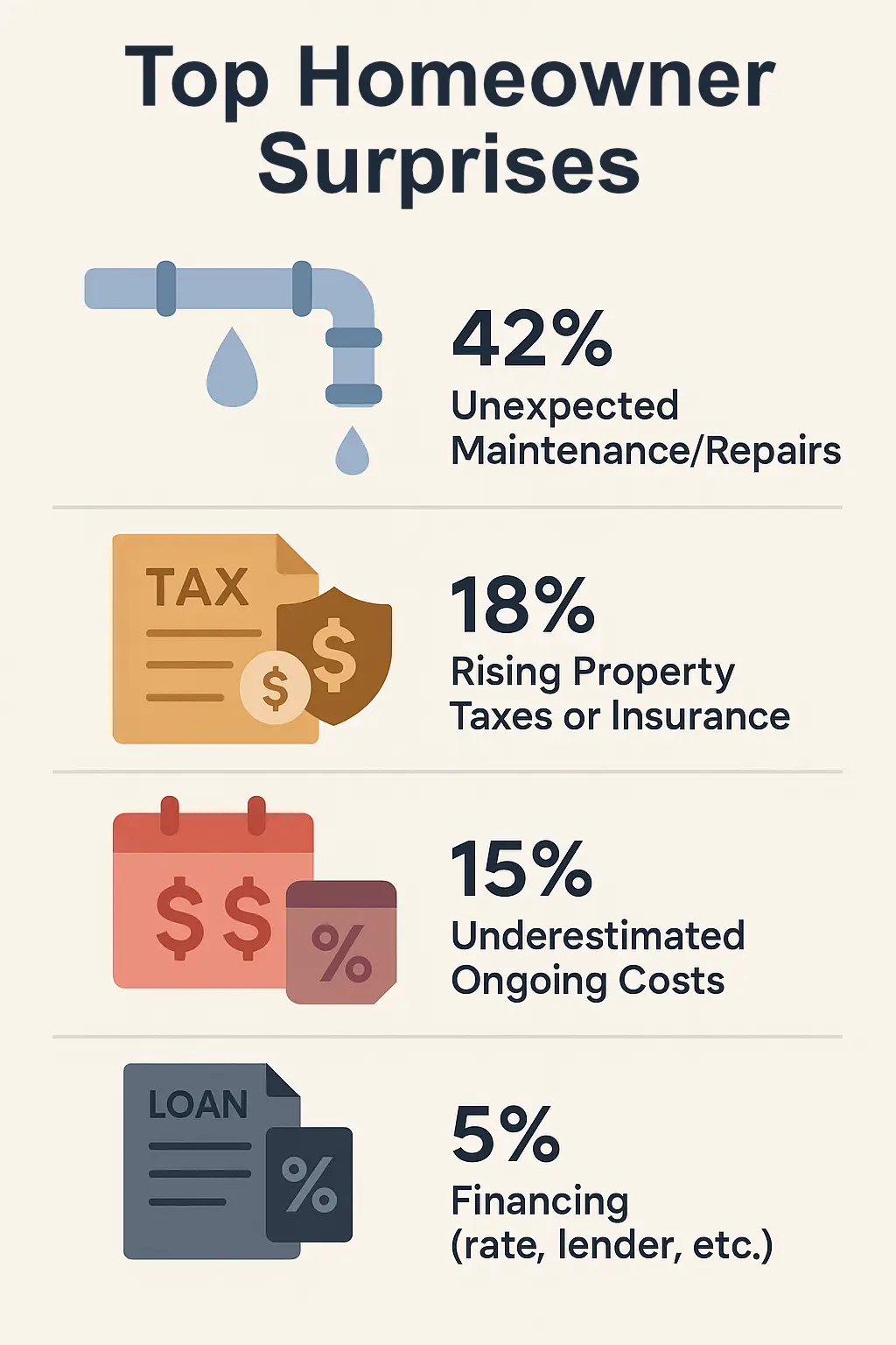 Top homeowner surprises related to hidden costs.