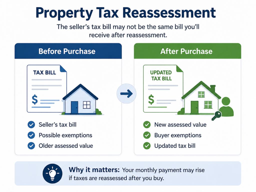 Checklist showing the escrow analysis, property tax bill, insurance renewal, and mortgage statement as documents to review after a mortgage payment increase.